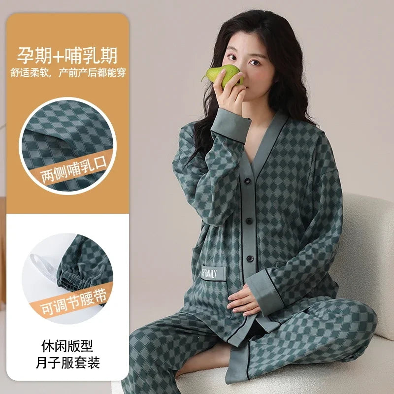 Breastfeeding Pajamas Breast Feeding Nightwear Maternity Nursing Pajama Sets Spring Maternity Nursing Sleepwear Pregnancy Pyjama