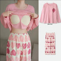 Nursing Pregnant Women's Clothing Set Large Size Spring Fall Winter Long-Sleeved Pajamas with Chest Pads Loose Monthly Homewear