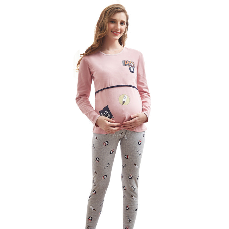 Ropa de otoño para mujeres embarazadas Traje de algodón puro para amamantar