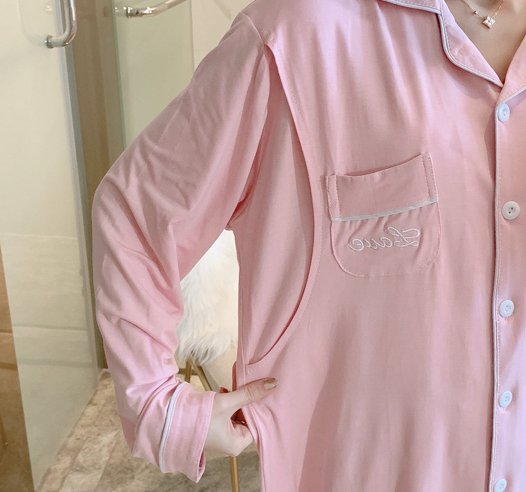 Modal Cotton Month Clothes Spring And Summer Thin Postpartum Cardigan Pregnant Pajamas