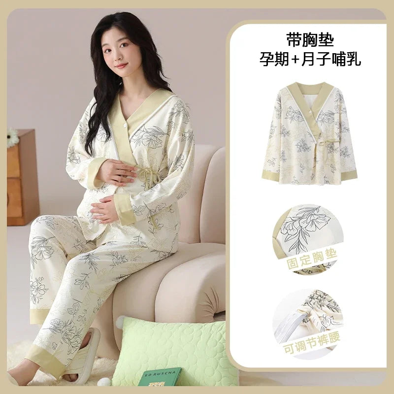 Breastfeeding Pajamas Breast Feeding Nightwear Maternity Nursing Pajama Sets Spring Maternity Nursing Sleepwear Pregnancy Pyjama
