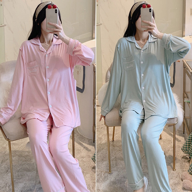 Modal Cotton Month Clothes Spring And Summer Thin Postpartum Cardigan Pregnant Pajamas