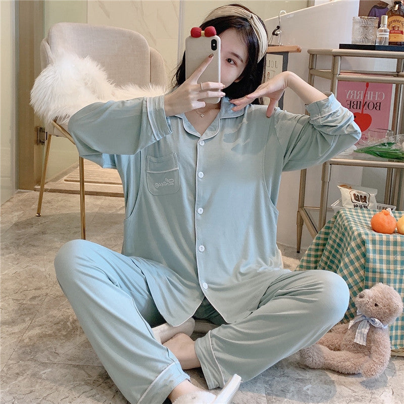 Modal Cotton Month Clothes Spring And Summer Thin Postpartum Cardigan Pregnant Pajamas