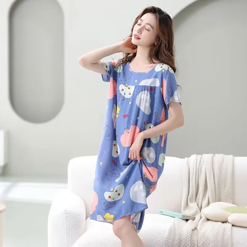 Women nightdress female summer pregnant women large size loose nightgown L-4XL pijamas de mujer sleepshirts women sleepwear