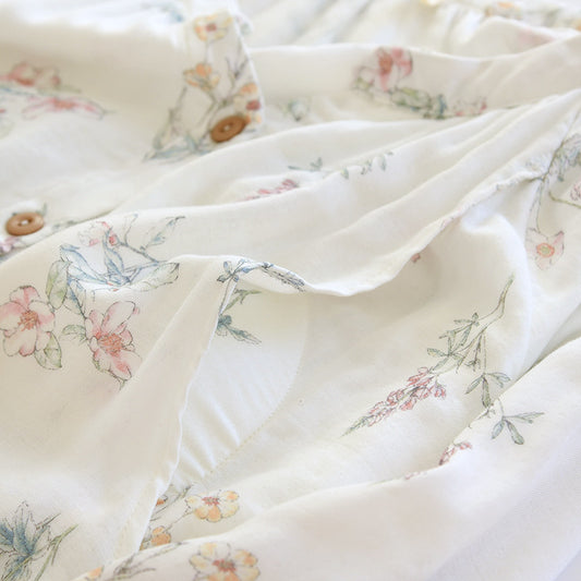 Ropa de Confinamiento de Fibra de Bambú con Almohadilla en el Pecho para Embarazadas Postparto de Lactancia Ropa de Casa de Manga Larga Estampada