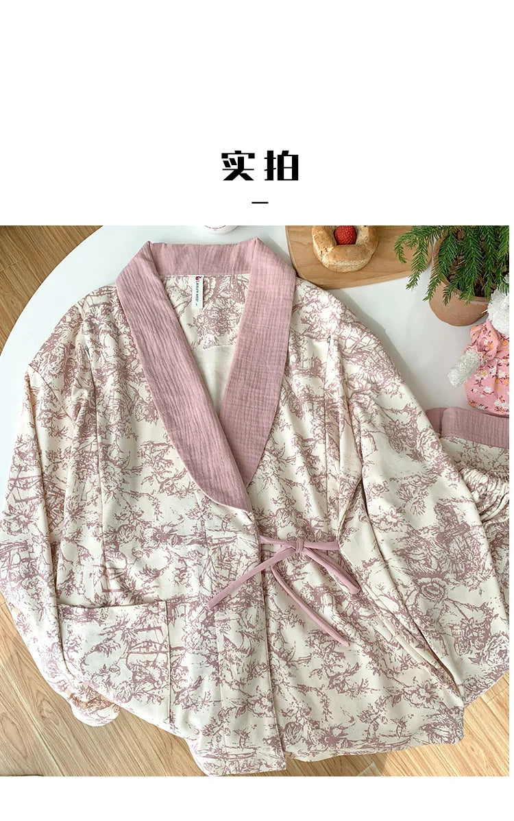 Pure Cotton Maternity Nightie For Pregnant Breastfeeding Clothes 	Sleepwear Autumn V-Neck Pajamas For Nursing Mothers