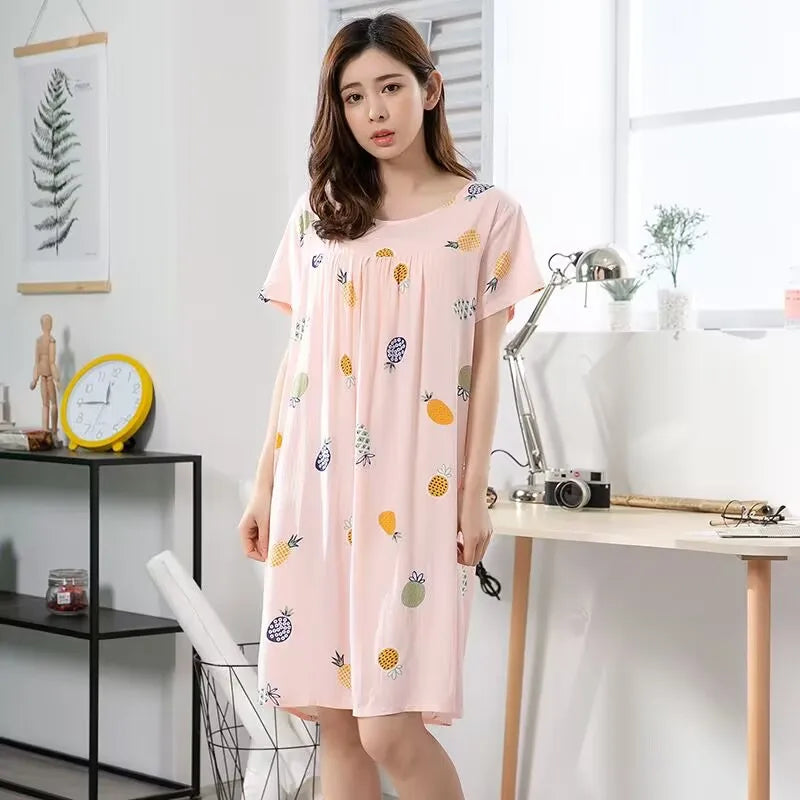 Women nightdress female summer pregnant women large size loose nightgown L-4XL pijamas de mujer sleepshirts women sleepwear
