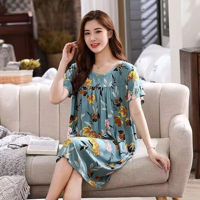 Women nightdress female summer pregnant women large size loose nightgown L-4XL pijamas de mujer sleepshirts women sleepwear