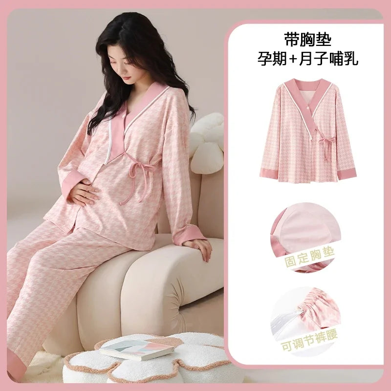 Breastfeeding Pajamas Breast Feeding Nightwear Maternity Nursing Pajama Sets Spring Maternity Nursing Sleepwear Pregnancy Pyjama