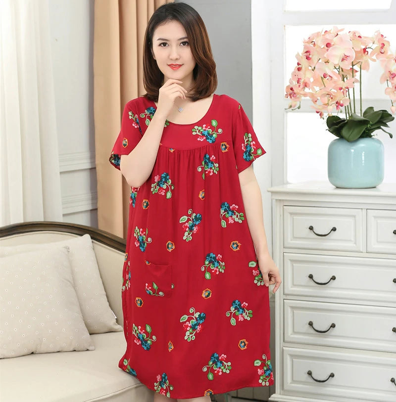 Women nightdress female summer pregnant women large size loose nightgown L-4XL pijamas de mujer sleepshirts women sleepwear