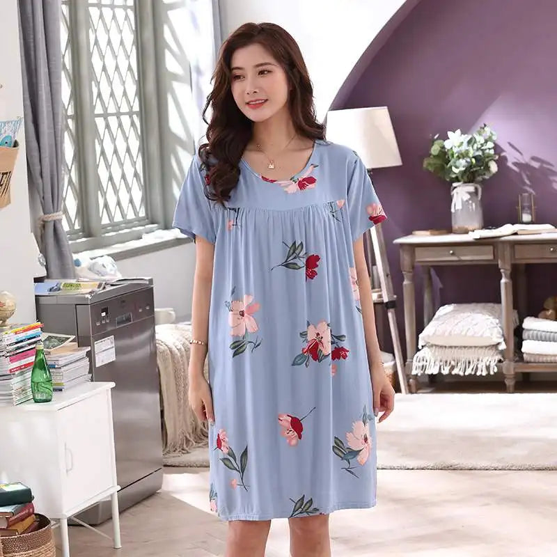 Women nightdress female summer pregnant women large size loose nightgown L-4XL pijamas de mujer sleepshirts women sleepwear