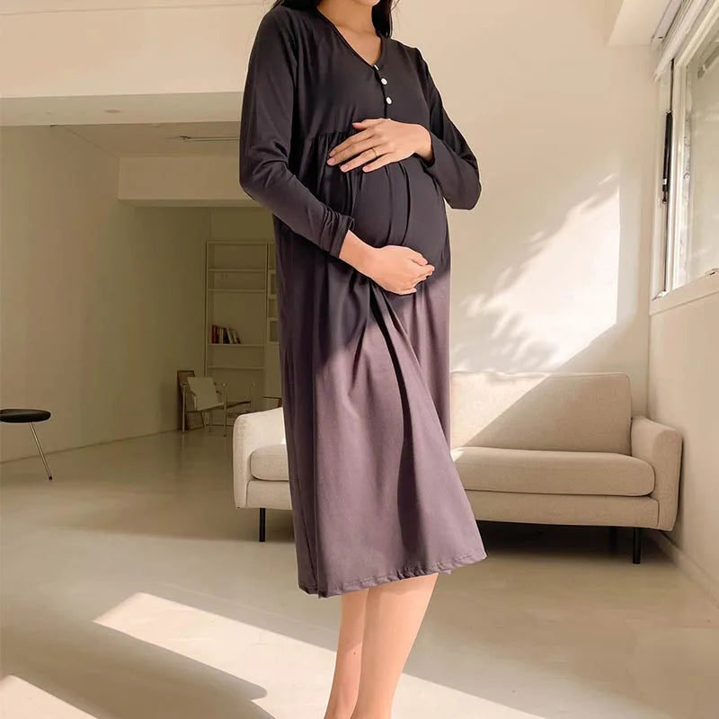Maternity Clothes Breastfeeding Nightgowns Nursing Sleepwear Hospital Loose Fitting Breast Feeding Pajamas Pregnancy Dress