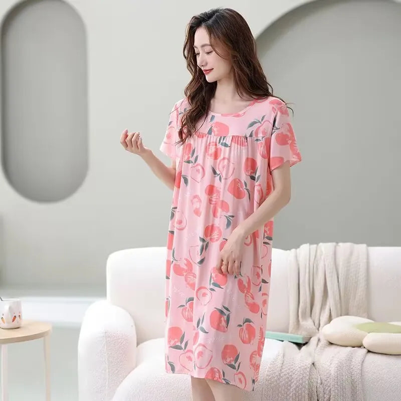 Women nightdress female summer pregnant women large size loose nightgown L-4XL pijamas de mujer sleepshirts women sleepwear