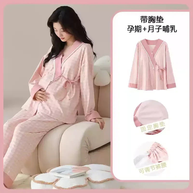 Breastfeeding Pajamas Breast Feeding Nightwear Maternity Nursing Pajama Sets Spring Maternity Nursing Sleepwear Pregnancy Pyjama