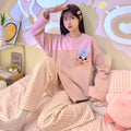 Long-Sleeved Women's Two-Piece Pajamas Large Size Cotton Material Pajama Suit Loose Fit Soft Fabric Homewear Suit Maternity Use