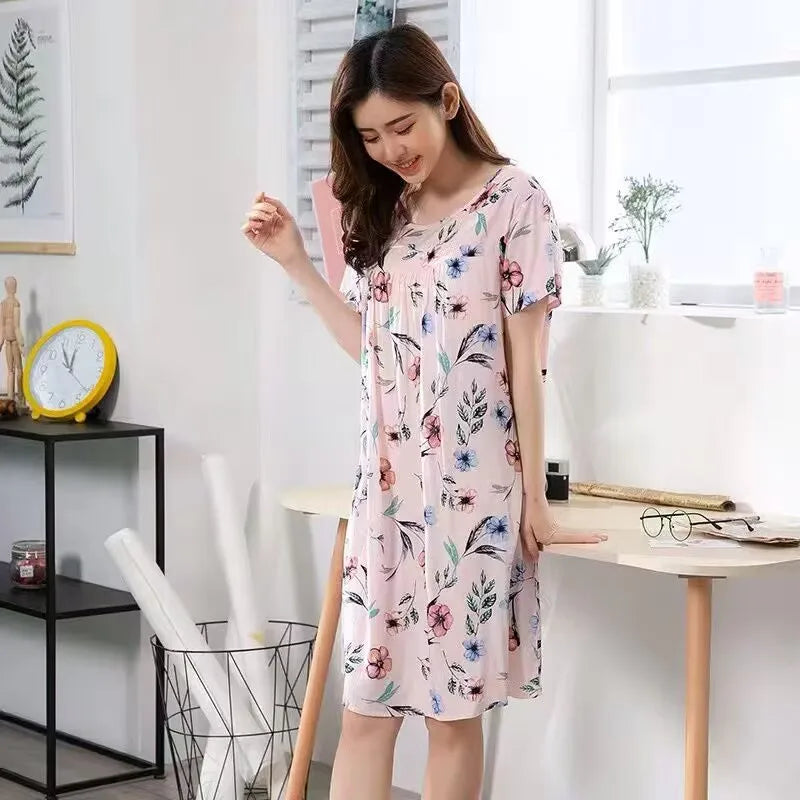 Women nightdress female summer pregnant women large size loose nightgown L-4XL pijamas de mujer sleepshirts women sleepwear
