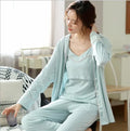 Fdfklak Pijama Pregnant Cotton Spring Summer 3 Pieces Maternity Nightie Pajamas For Pregnant Women Pink/Blue Nursing Pajama