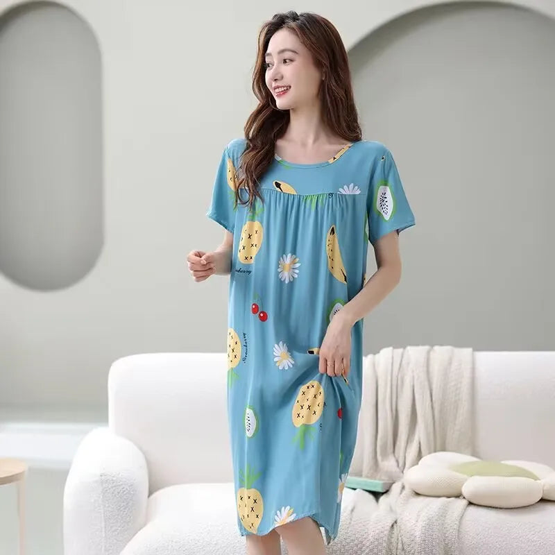 Women nightdress female summer pregnant women large size loose nightgown L-4XL pijamas de mujer sleepshirts women sleepwear