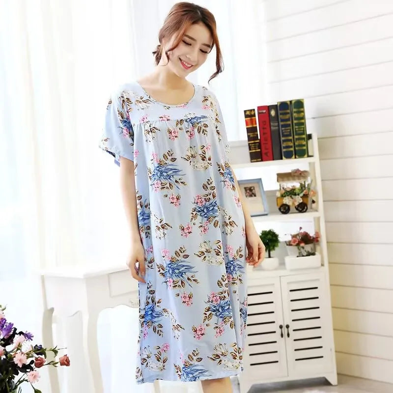 Women nightdress female summer pregnant women large size loose nightgown L-4XL pijamas de mujer sleepshirts women sleepwear