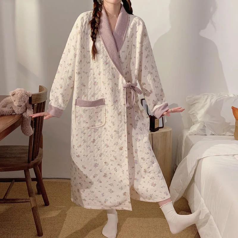 Maternity Pajamas Soft Thermal Women Loose Nursing Nightgown Cute Solid Color Sleep Dress Spring and Autumn Maternity Sleepwear